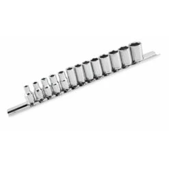 BikeMaster 13-Piece 1/4in. Drive Set Of Metric Sockets On Socket Rail - 151539